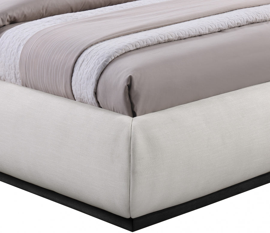 Vaughn Linen Textured FabricTwin Twin Bed Cream from Meridian - Luna Furniture