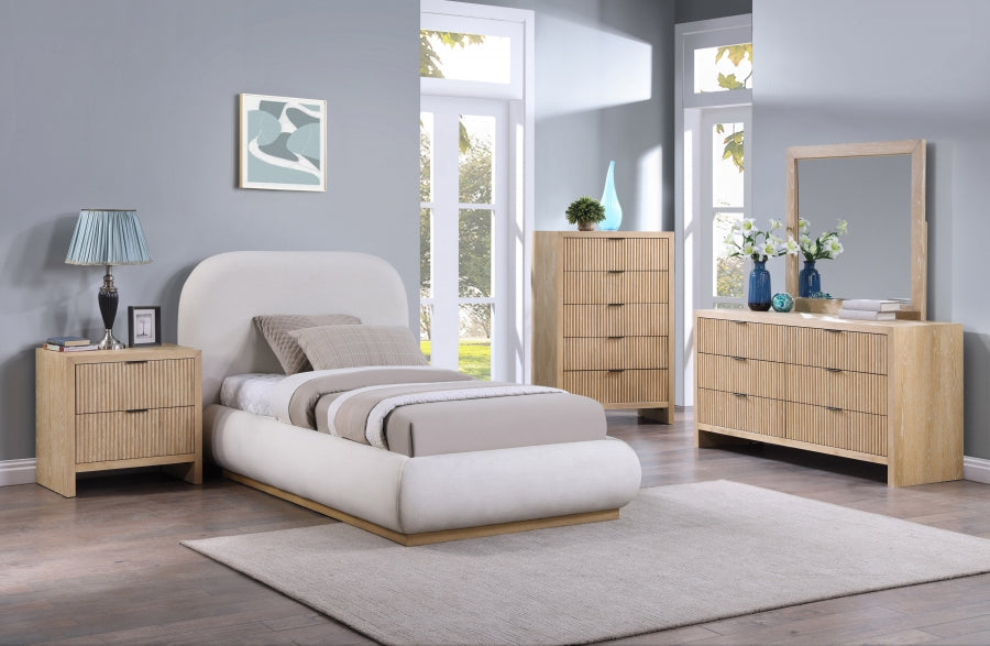 Vaughn Linen Textured Twin Bed Cream from Meridian - Luna Furniture