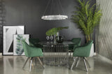 Veena Channeled Back Swivel Dining Chair Green from Coaster - Luna Furniture