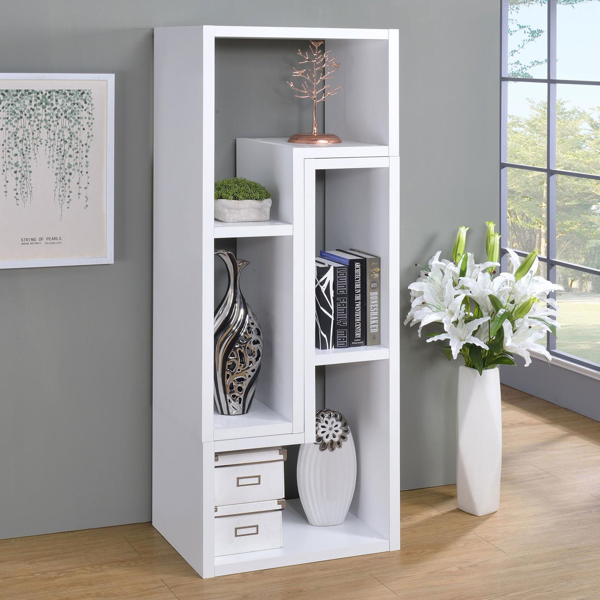 Velma Convertible TV Console/Bookcase White from Coaster - Luna Furniture