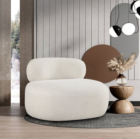 Venti Boucle Fabric Living Room Chair Cream from Meridian - Luna Furniture