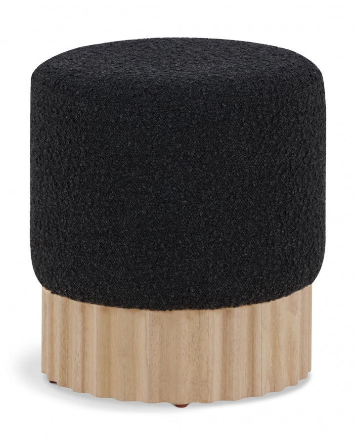 Veranda Boucle Fabric Ottoman / Stool Black from Meridian - Luna Furniture