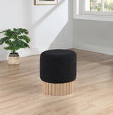 Veranda Boucle Fabric Ottoman / Stool Black from Meridian - Luna Furniture