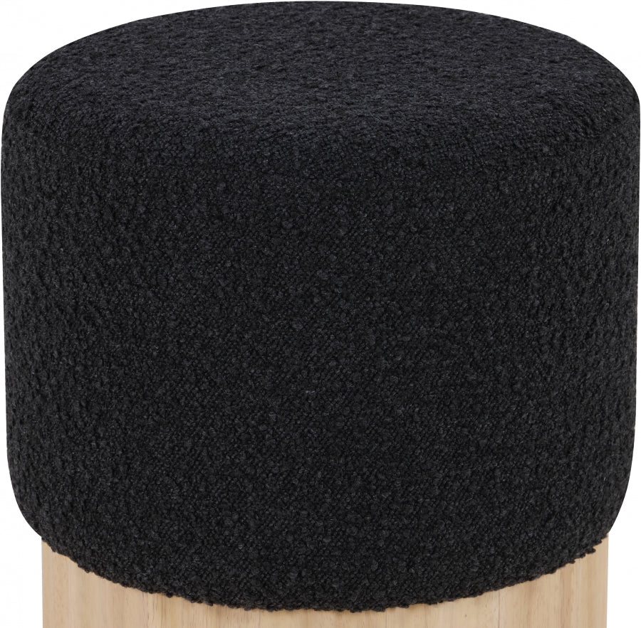 Veranda Boucle Fabric Ottoman / Stool Black from Meridian - Luna Furniture