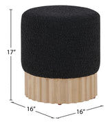 Veranda Boucle Fabric Ottoman / Stool Black from Meridian - Luna Furniture