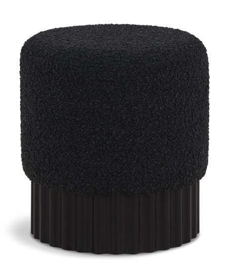 Veranda Boucle Fabric Ottoman / Stool Black from Meridian - Luna Furniture