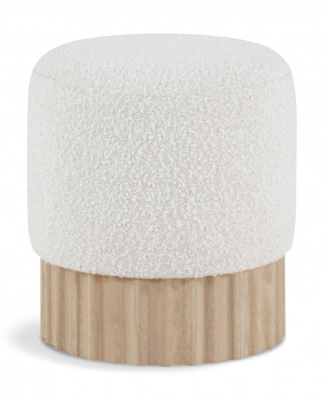 Veranda Boucle Fabric Ottoman / Stool Cream from Meridian - Luna Furniture