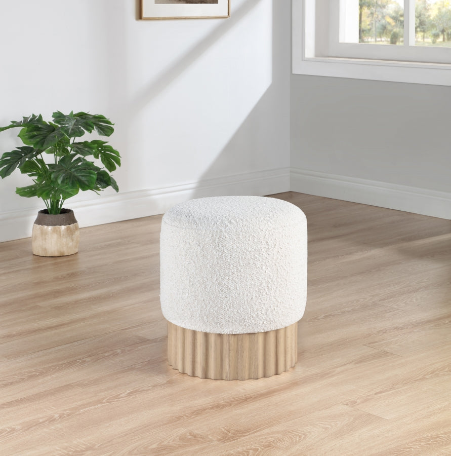 Veranda Boucle Fabric Ottoman / Stool Cream from Meridian - Luna Furniture