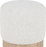 Veranda Boucle Fabric Ottoman / Stool Cream from Meridian - Luna Furniture