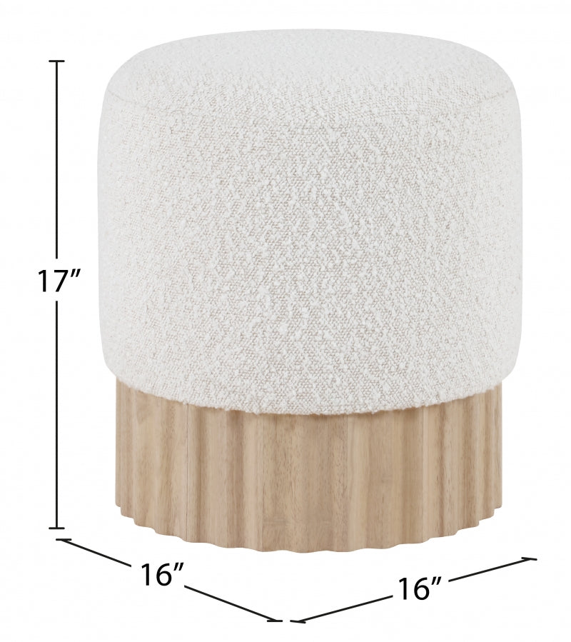 Veranda Boucle Fabric Ottoman / Stool Cream from Meridian - Luna Furniture