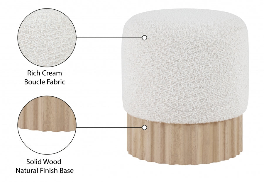 Veranda Boucle Fabric Ottoman / Stool Cream from Meridian - Luna Furniture