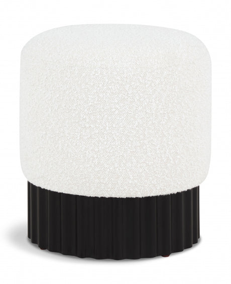 Veranda Boucle Fabric Ottoman / Stool Cream from Meridian - Luna Furniture