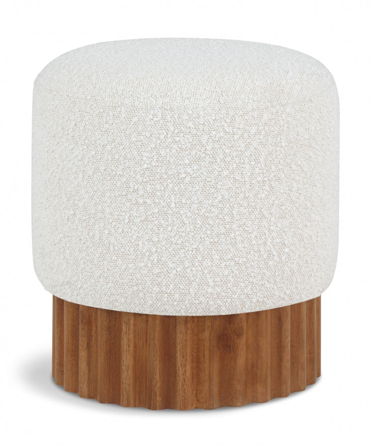 Veranda Boucle Fabric Ottoman / Stool Cream from Meridian - Luna Furniture