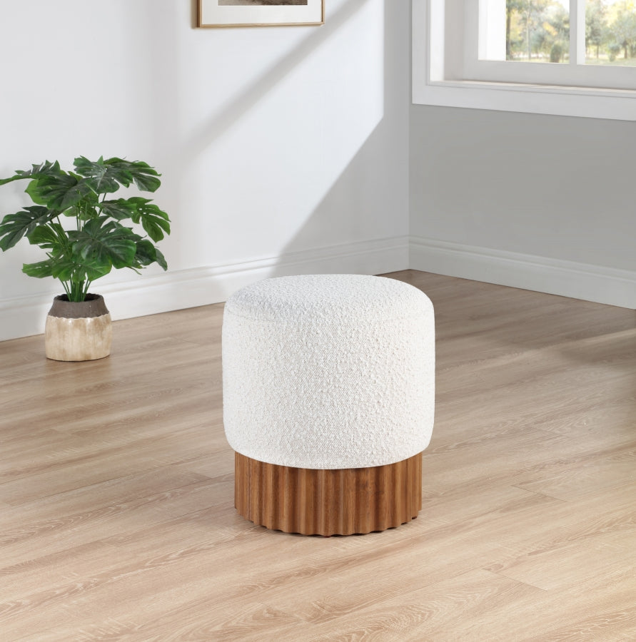 Veranda Boucle Fabric Ottoman / Stool Cream from Meridian - Luna Furniture