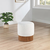 Veranda Boucle Fabric Ottoman / Stool Cream from Meridian - Luna Furniture