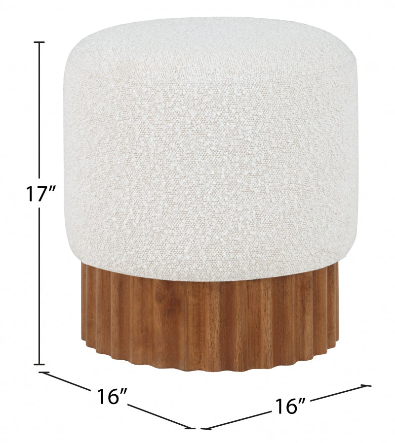 Veranda Boucle Fabric Ottoman / Stool Cream from Meridian - Luna Furniture