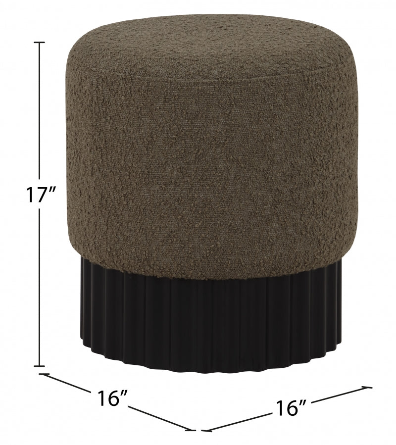 Veranda Boucle Fabric Ottoman / Stool Olive from Meridian - Luna Furniture