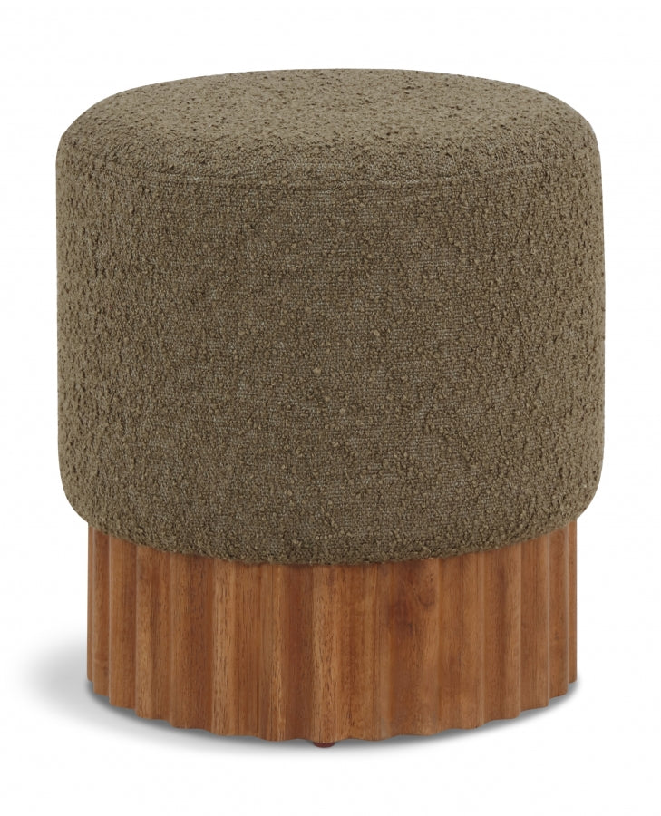 Veranda Boucle Fabric Ottoman / Stool Olive from Meridian - Luna Furniture