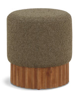 Veranda Boucle Fabric Ottoman / Stool Olive from Meridian - Luna Furniture