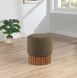 Veranda Boucle Fabric Ottoman / Stool Olive from Meridian - Luna Furniture