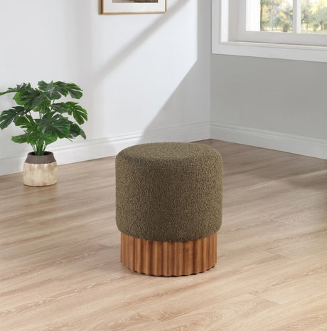 Veranda Boucle Fabric Ottoman / Stool Olive from Meridian - Luna Furniture