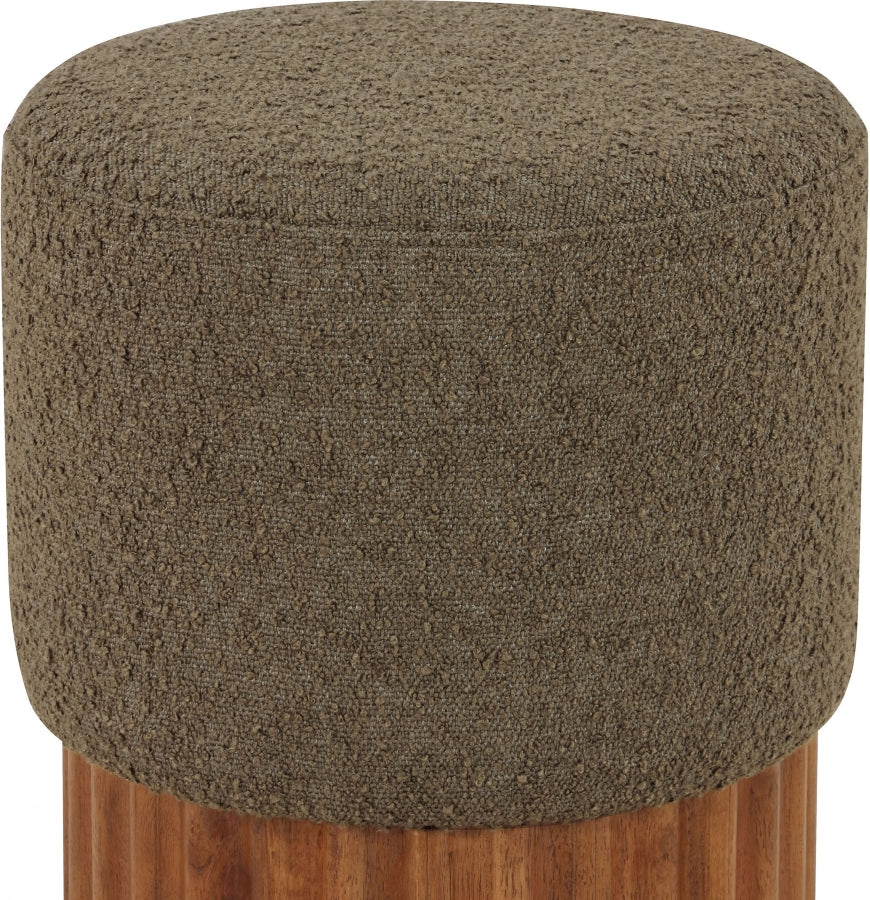 Veranda Boucle Fabric Ottoman / Stool Olive from Meridian - Luna Furniture