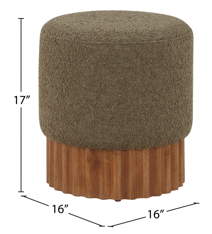 Veranda Boucle Fabric Ottoman / Stool Olive from Meridian - Luna Furniture