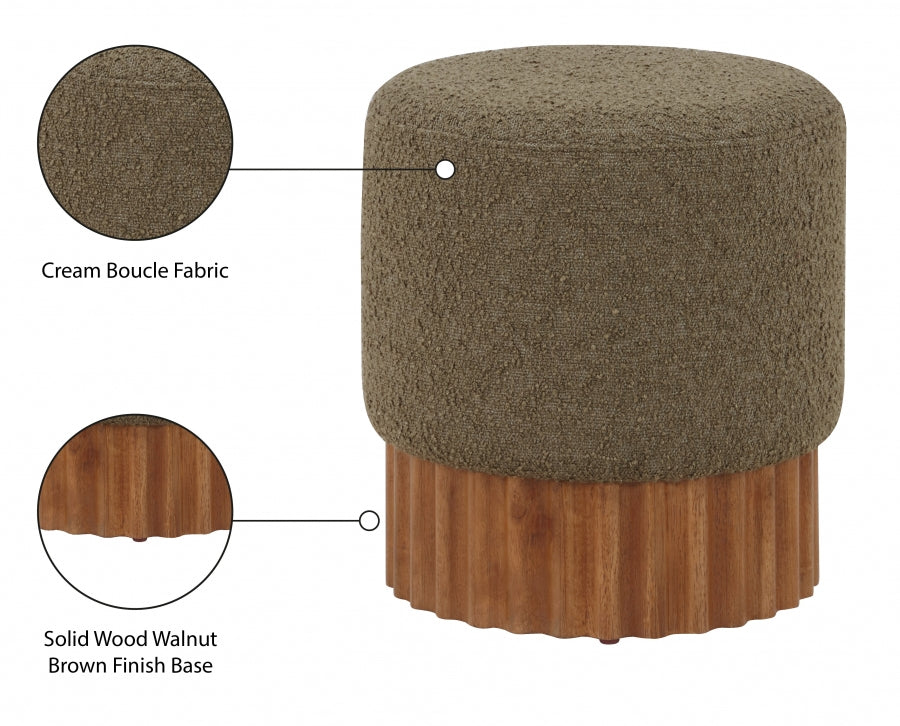 Veranda Boucle Fabric Ottoman / Stool Olive from Meridian - Luna Furniture