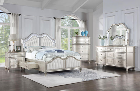 Veronica Silver Oak and Ivory 5-Piece Eastern King Storage Bed with LED Headboard from Coaster - Luna Furniture