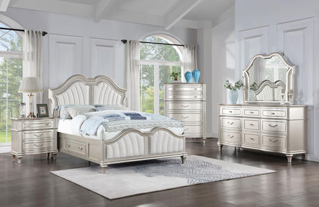 Veronica Silver Oak and Ivory 5-Piece Eastern King Storage Bed with LED Headboard from Coaster - Luna Furniture