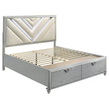 Veronica Queen Platform Storage Bed with Upholstered LED Headboard Light Silver - 224721Q - Luna Furniture