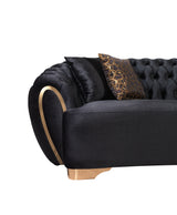 Victoria Black Velvet Living Room Set - VICTORIABLACK-SL - Luna Furniture