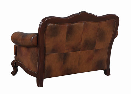 Victoria Tufted Back Loveseat Tri-tone and Brown from Coaster - Luna Furniture