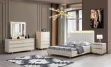 Viola Cream High Gloss Lacquer 4-Piece Queen Bedroom Set - VIOLABEDROOM-4PCQ - Luna Furniture