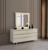 Viola Cream High Gloss Lacquer 4-Piece Queen Bedroom Set - VIOLABEDROOM-4PCQ - Luna Furniture