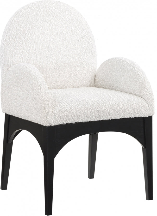 Waldorf Boucle Fabric Dining Arm Chair Cream from Meridian - Luna Furniture