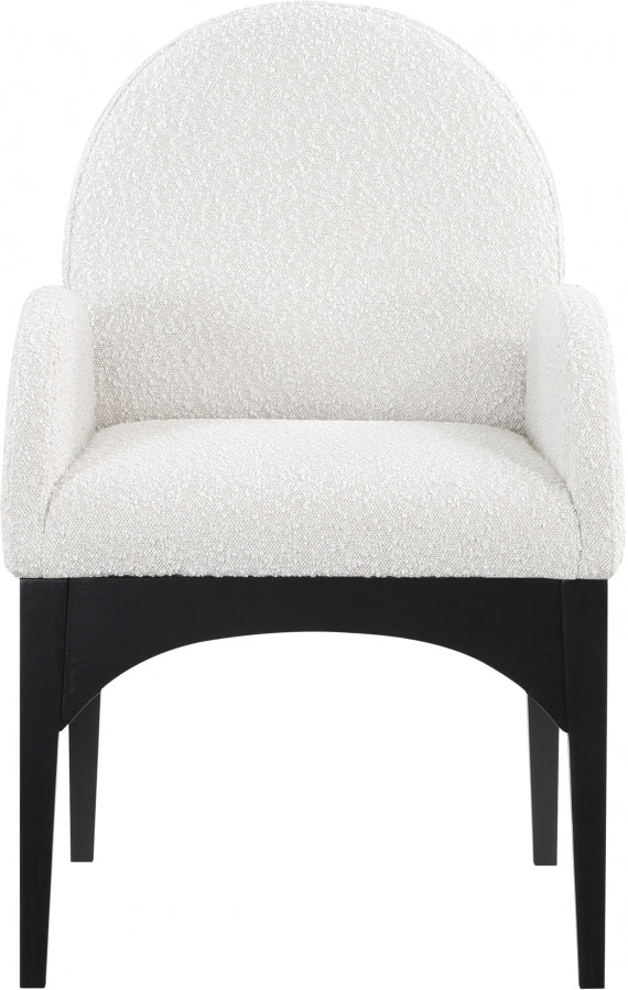 Waldorf Boucle Fabric Dining Arm Chair Cream from Meridian - Luna Furniture