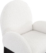 Waldorf Boucle Fabric Dining Arm Chair Cream from Meridian - Luna Furniture