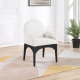 Waldorf Boucle Fabric Dining Arm Chair Cream from Meridian - Luna Furniture