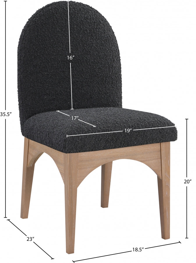 Waldorf Boucle Fabric Dining SIde Chair Black from Meridian - Luna Furniture