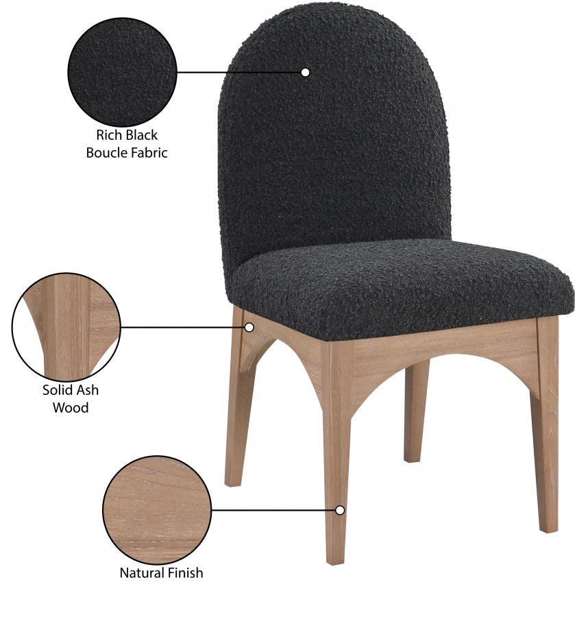 Waldorf Boucle Fabric Dining SIde Chair Black from Meridian - Luna Furniture