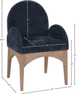 Waldorf Chenille Fabric Dining Arm Chair Blue from Meridian - Luna Furniture