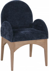 Waldorf Chenille Fabric Dining Arm Chair Blue from Meridian - Luna Furniture