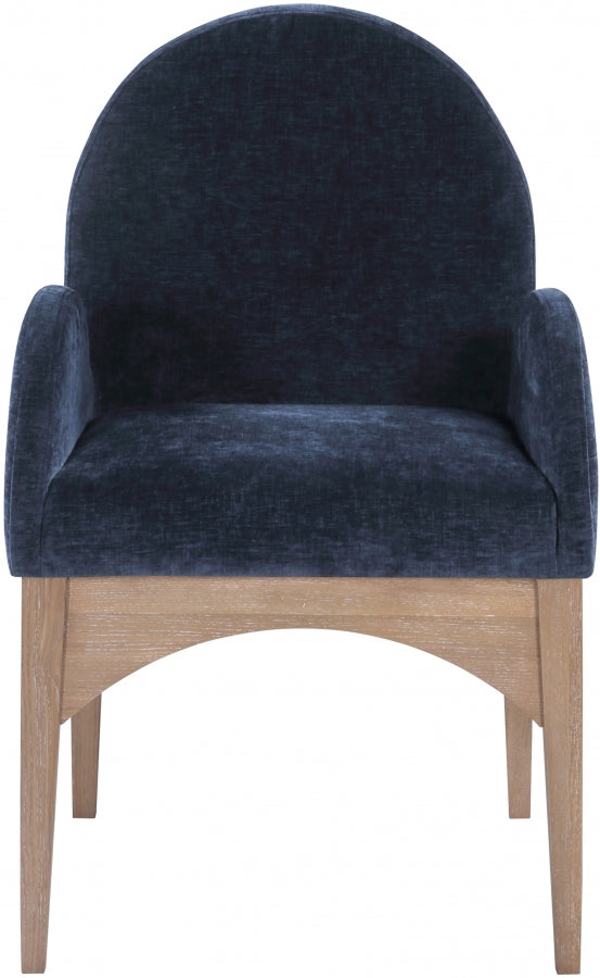 Waldorf Chenille Fabric Dining Arm Chair Blue from Meridian - Luna Furniture