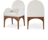 Waldorf Chenille Fabric Dining Arm Chair Cream from Meridian - Luna Furniture