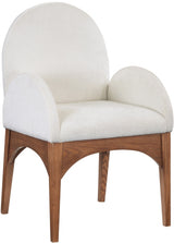 Waldorf Chenille Fabric Dining Arm Chair Cream from Meridian - Luna Furniture