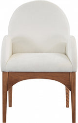 Waldorf Chenille Fabric Dining Arm Chair Cream from Meridian - Luna Furniture