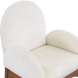 Waldorf Chenille Fabric Dining Arm Chair Cream from Meridian - Luna Furniture