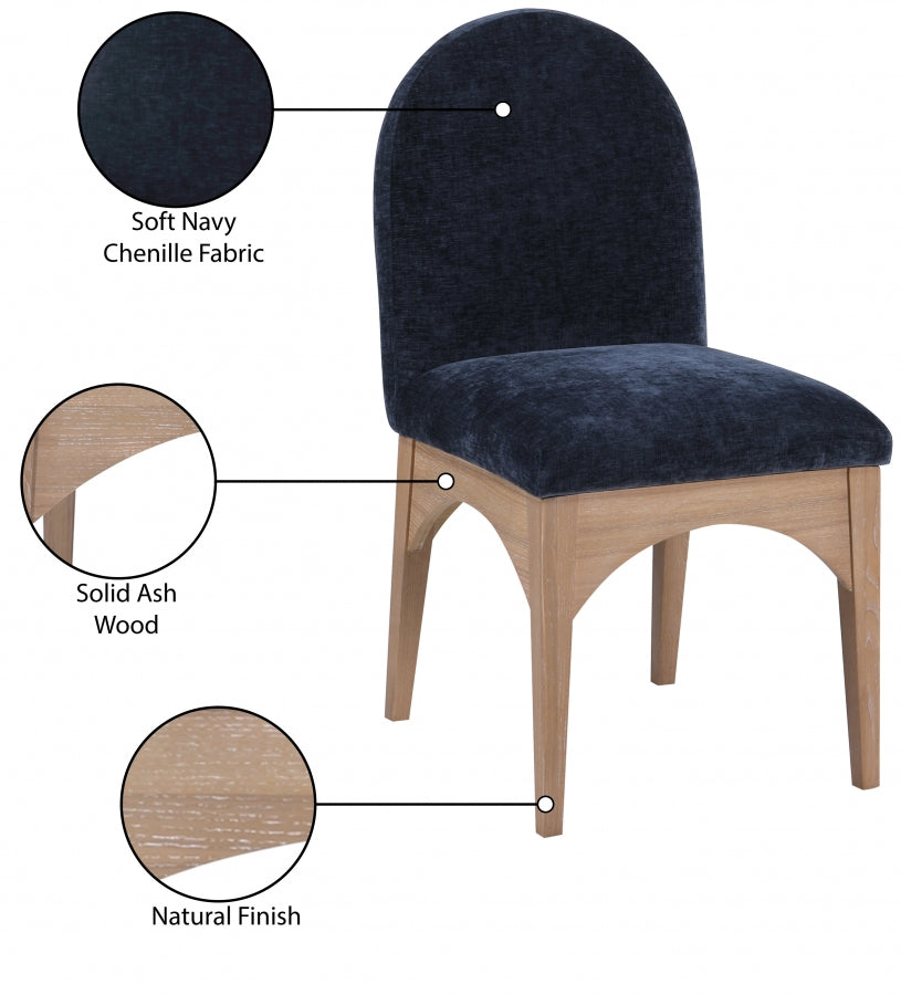 Waldorf Chenille Fabric Dining SIde Chair Blue from Meridian - Luna Furniture