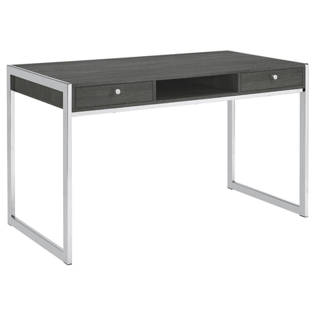 Wallice Weathered Gray/Chrome 2-Drawer Writing Desk from Coaster - Luna Furniture